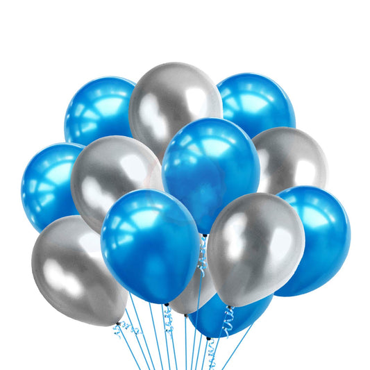 100Pcs Blue and Silver Metallic Balloons