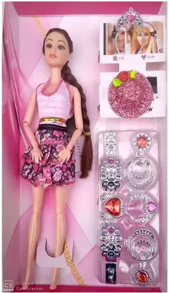 Doll Set For Kids With Foldable Hand Sparkle Girl Doll (Multicolor)