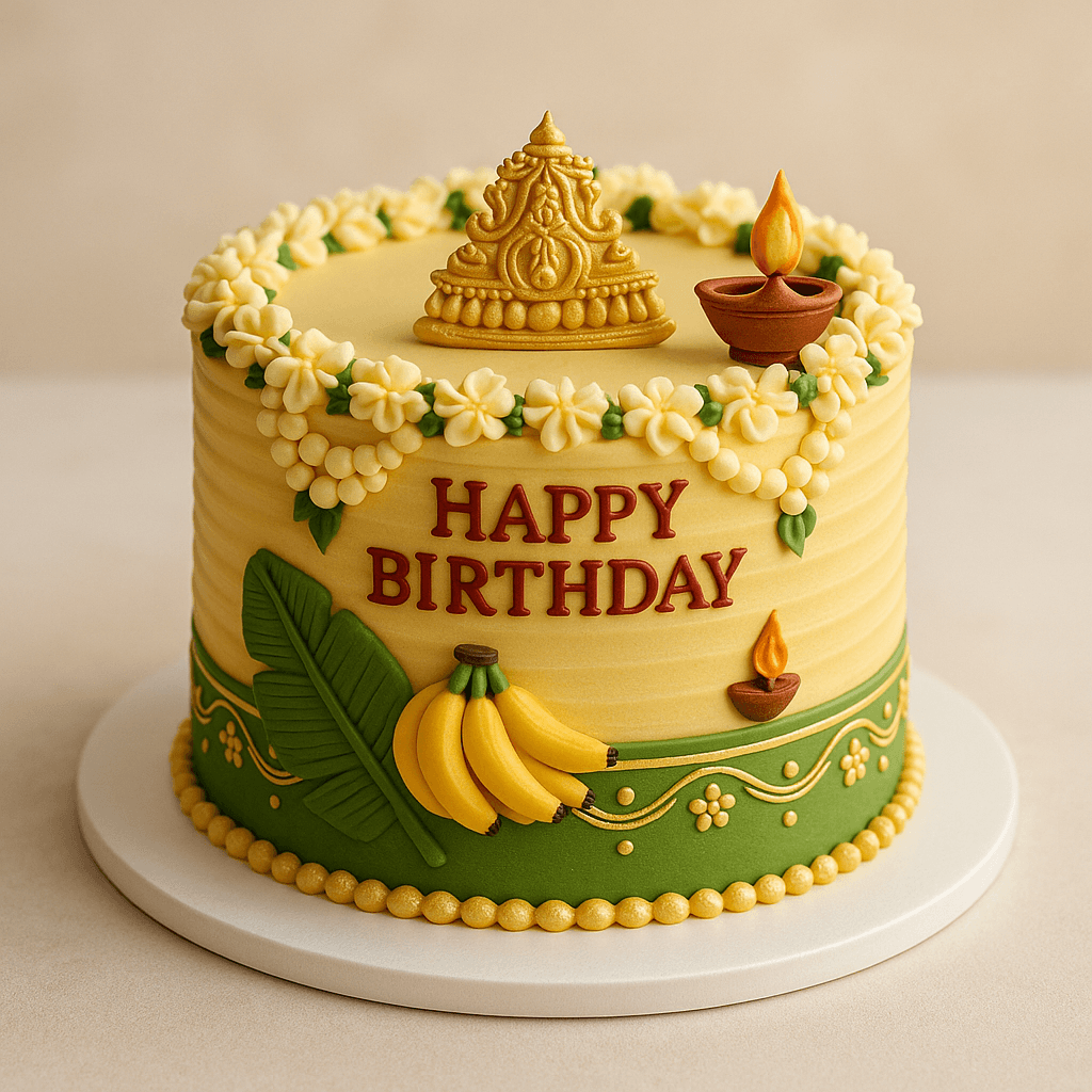Create a south indian theme cake with authentic design