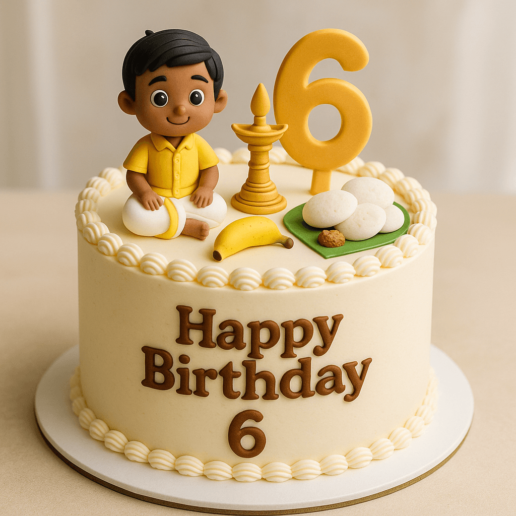 A South Indian theme cake for 6 years boy.
