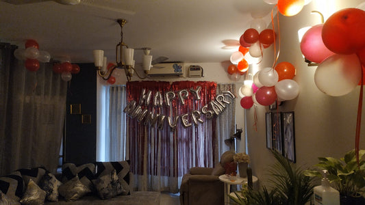 Valentine's Day Special Red & White Balloons Decoration.