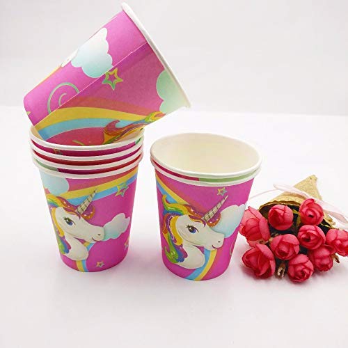 Disposable Paper Plates (10) Paper Cups (10) Unicorn Themed