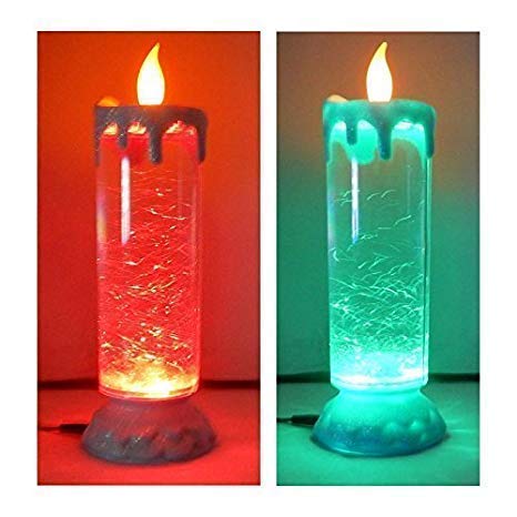 Water Swirling Glitter Romantic Candle with LED Color