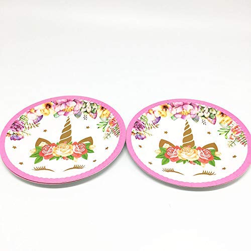 Disposable Paper Plates (10) Paper Cups (10) Unicorn Themed