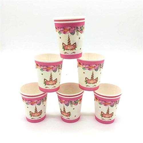 Disposable Paper Plates (10) Paper Cups (10) Unicorn Themed