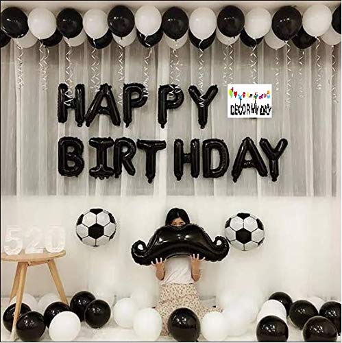 Birthday Foil Balloon, 64 Pieces, Black, White