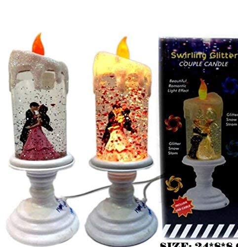 Romantic Couple Swirling Glitter Candle