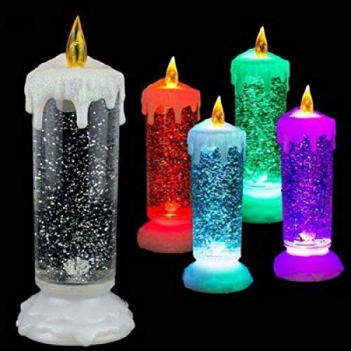 Water Swirling Glitter Romantic Candle with LED Color