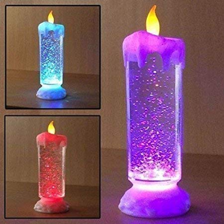 Water Swirling Glitter Romantic Candle with LED Color