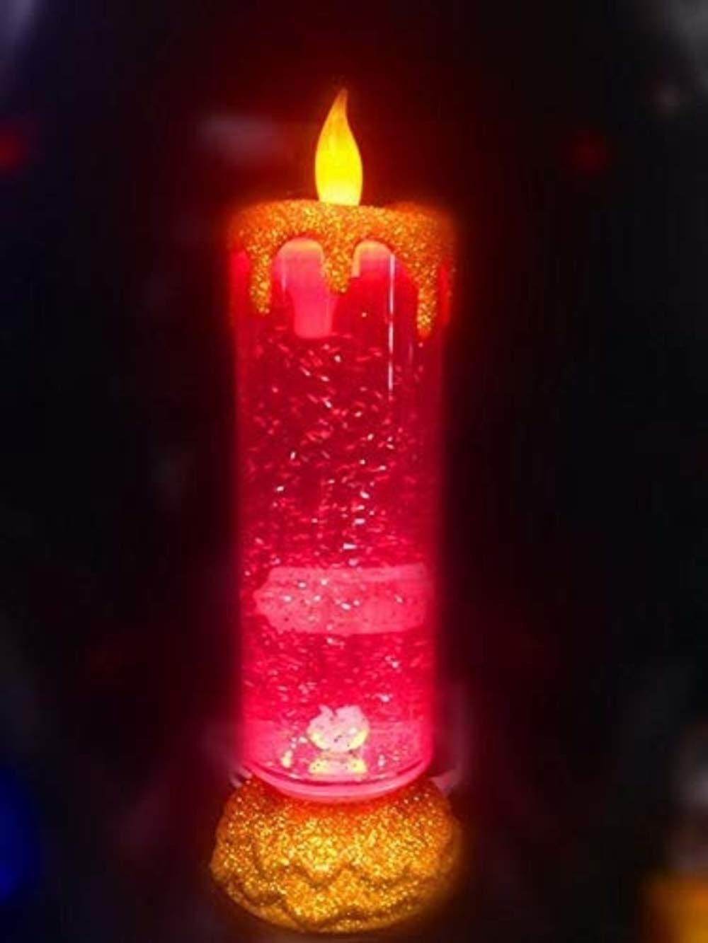 Water Swirling Glitter Romantic Candle with LED Color