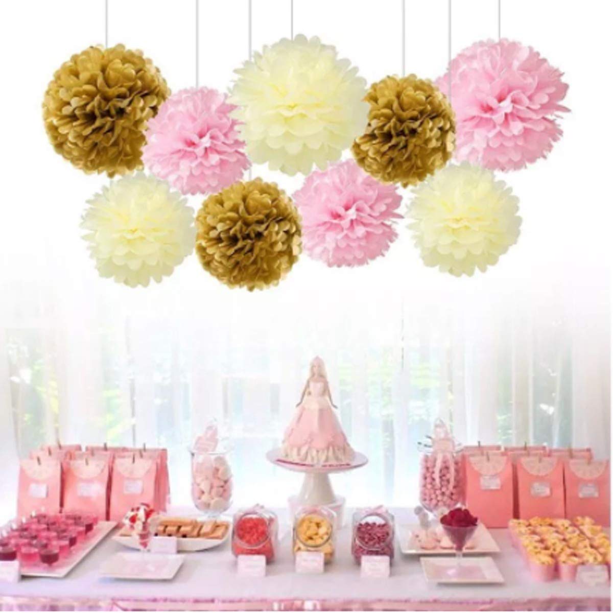 Paper Balls Party Decoration Flower Balls Hanging Pom Poms (Multi)