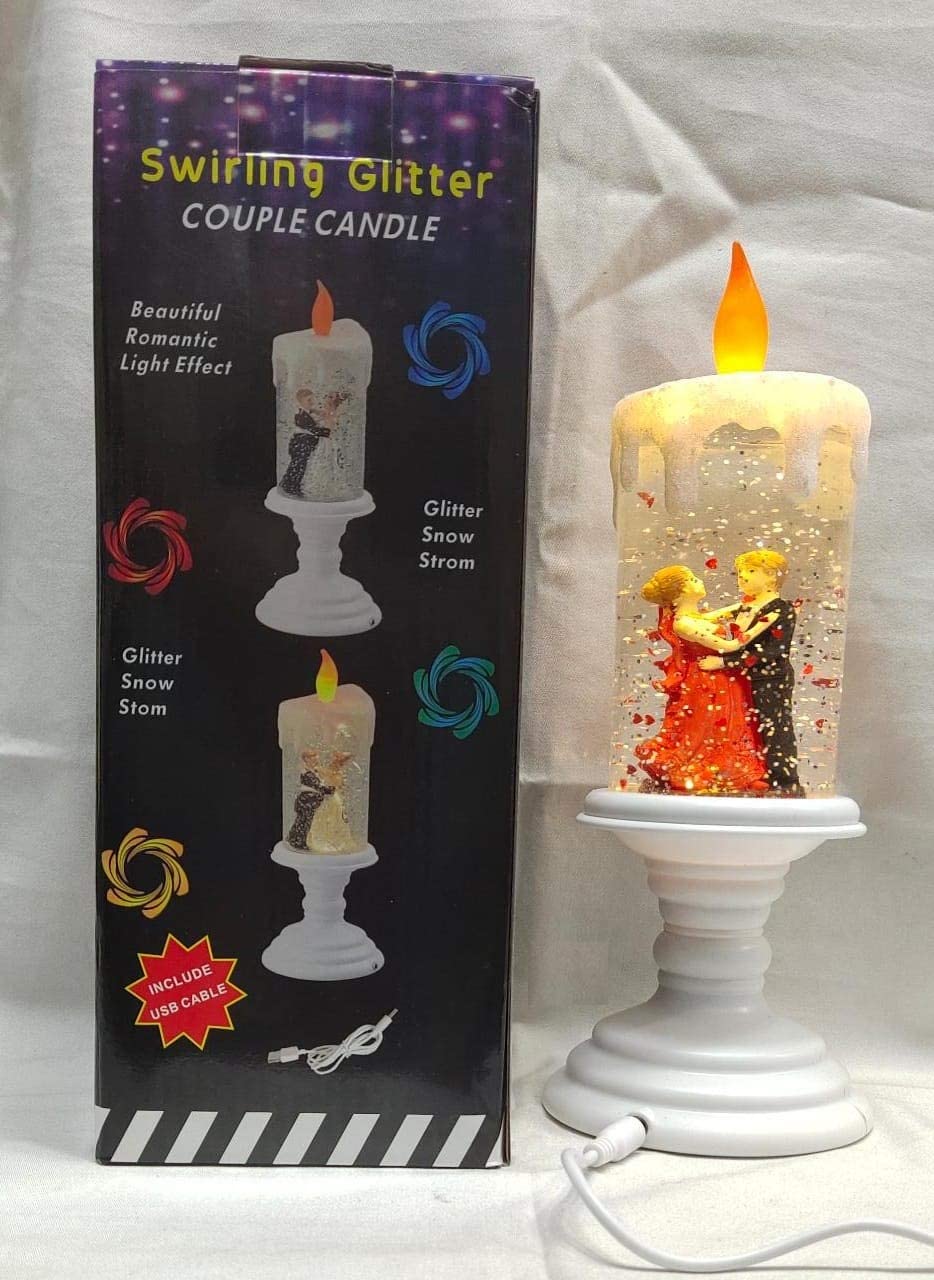 Romantic Couple Swirling Glitter Candle