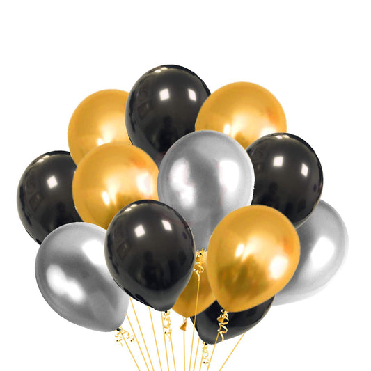 Black, Golden and Silver Metallic Balloons For Decorations