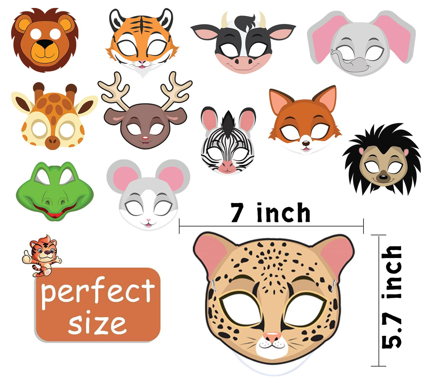 Animal Eye mask -12 Pieces for Jungle Birthday Theme Decoration