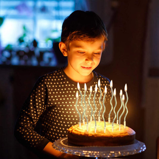 Twisty Birthday Silver Candles