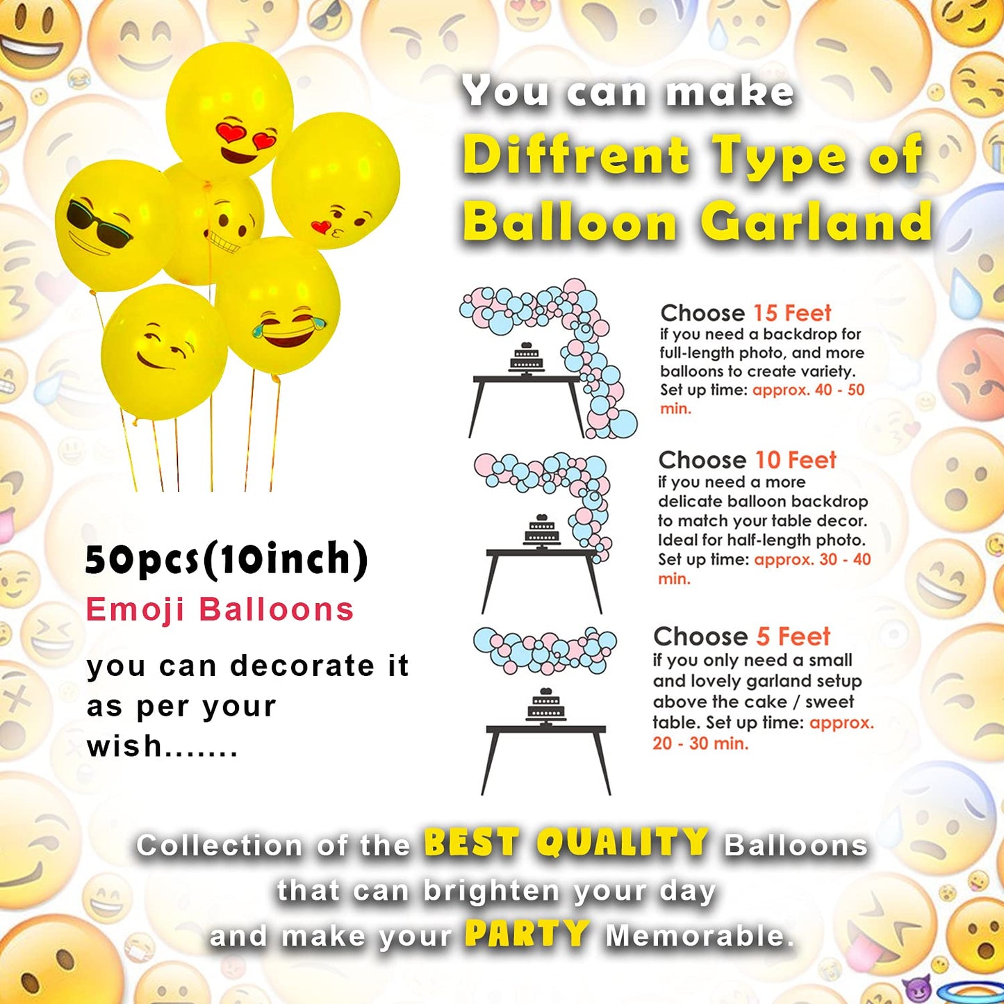 Emoji Theme Birthday Decoration Kit Combo