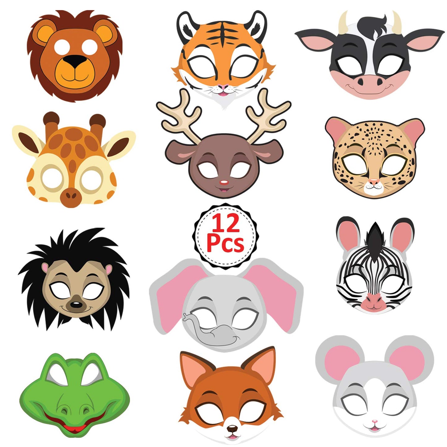 Animal Eye mask -12 Pieces for Jungle Birthday Theme Decoration