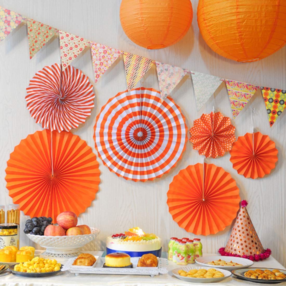 Decorative Store Hanging Paper Fans Decoration Set