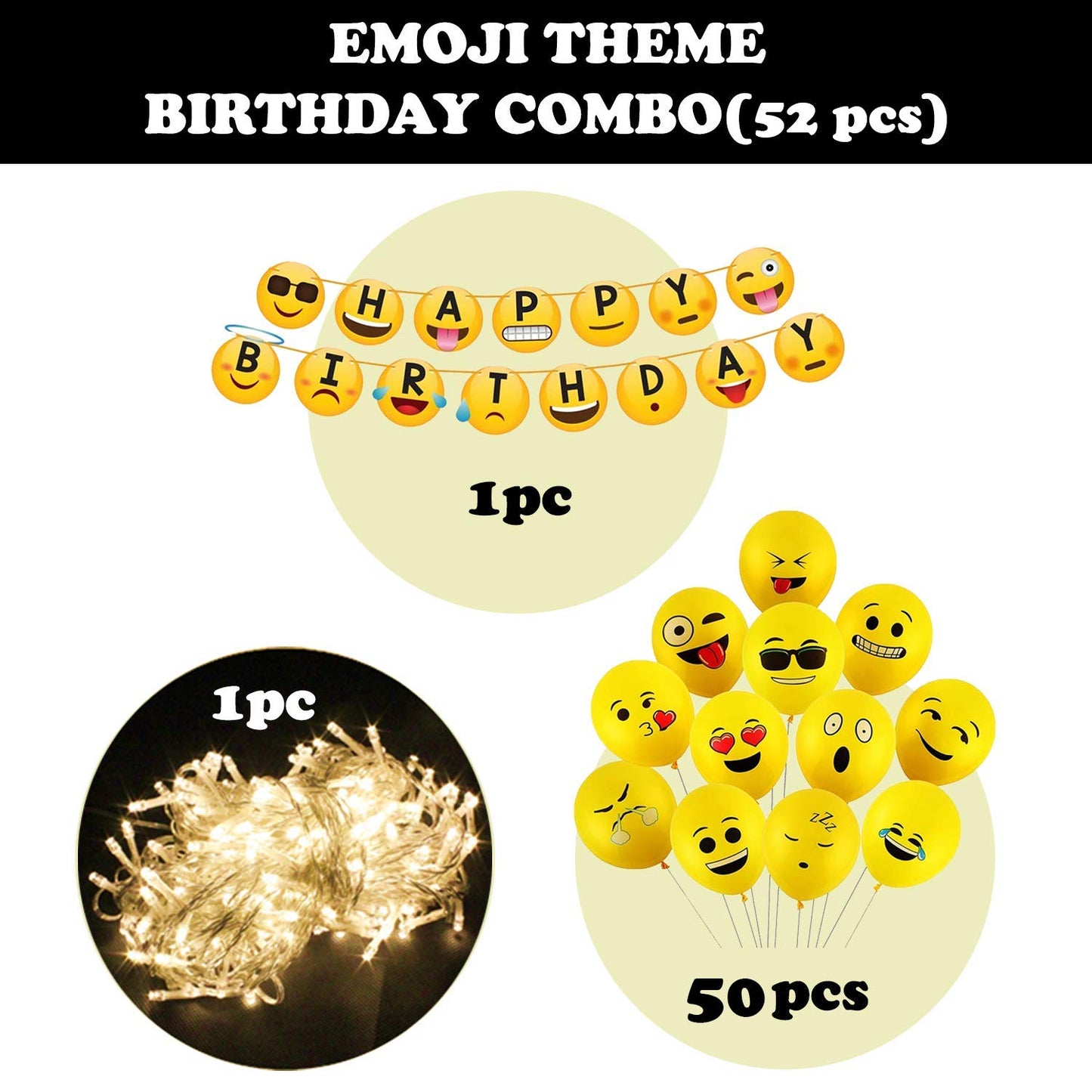 Emoji Theme Birthday Decoration Kit Combo