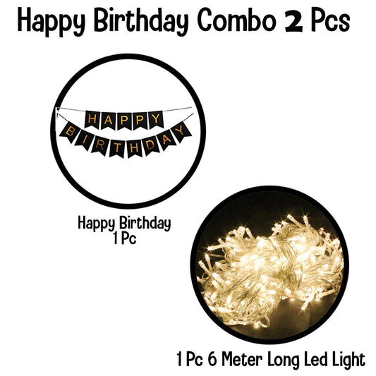 Black Banner with Led Light Birthday Decorations Items