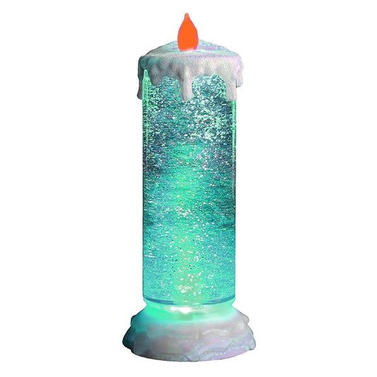 Water Swirling Glitter Romantic Candle with LED Color