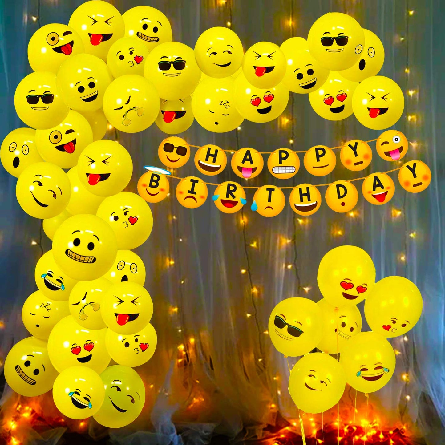 Emoji Theme Birthday Decoration Kit Combo