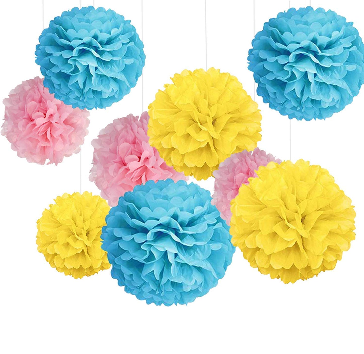 Paper Pom Pom for Decoration 10" 9 Pcs Set for Kids