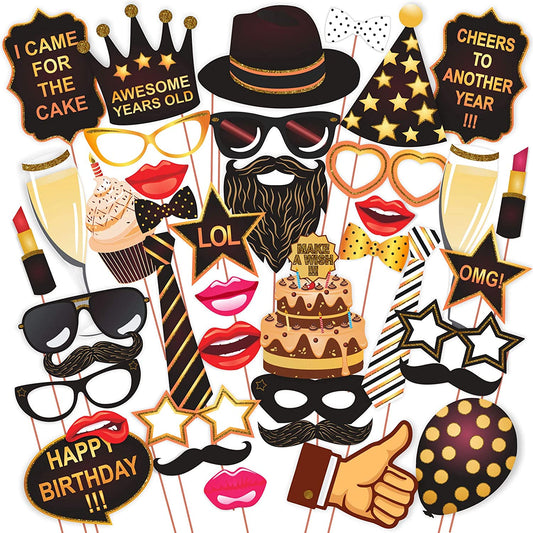 Birthday Party Photo Booth Props Kit of 40 Pieces