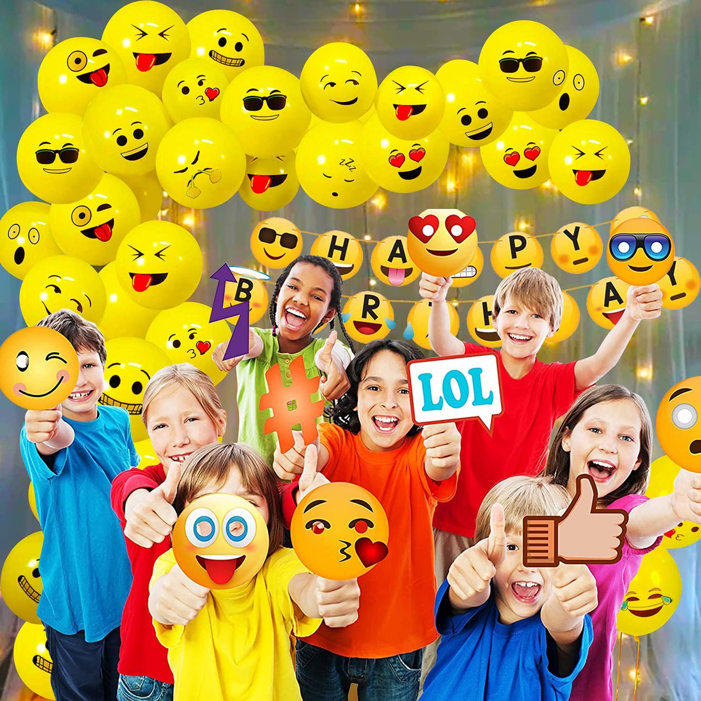 Emoji Theme Birthday Decoration Kit Combo