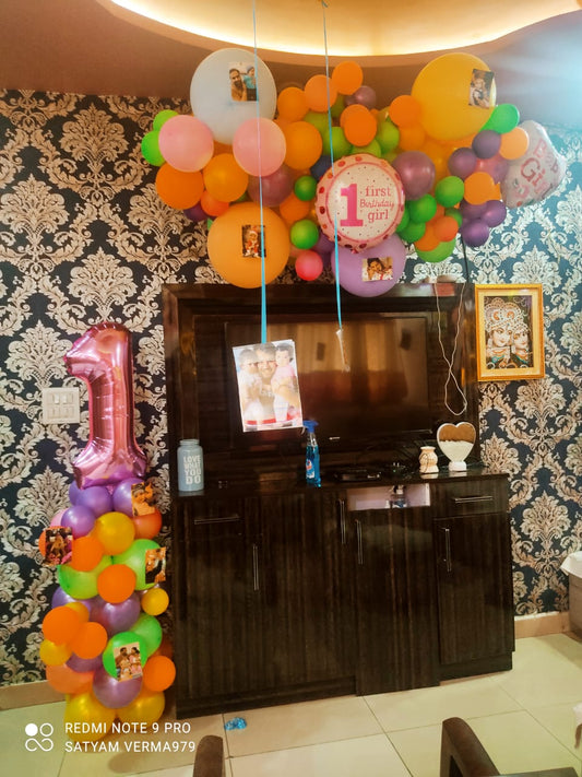 Orange, Pink, Purple, Green Balloons Decoration For Your Loved Ones