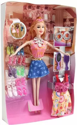 Cute Doll House with Barbie Doll and Fashion Accessories Set