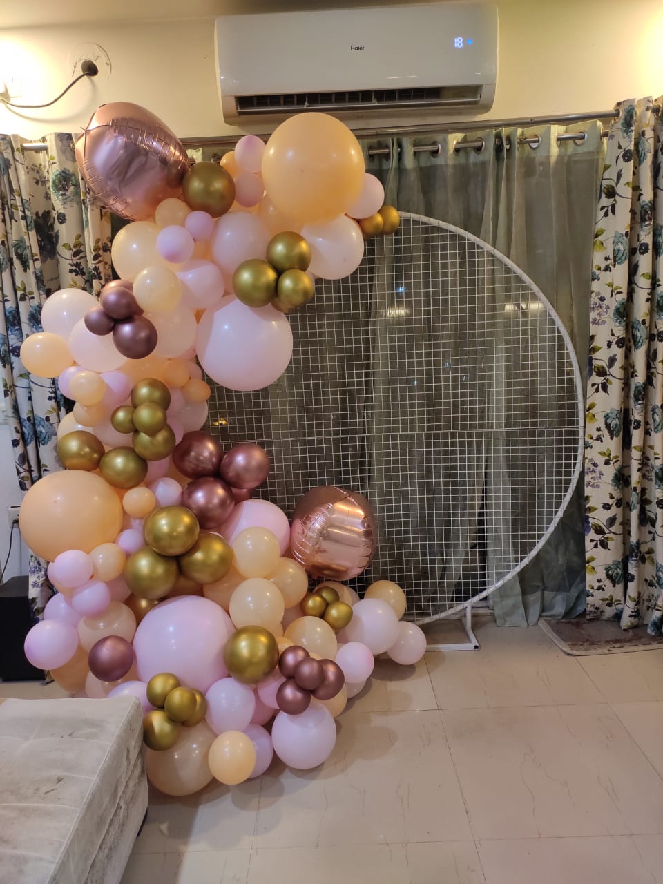 Brown , Baby Pink , Yellow & Golden Balloons Decoration