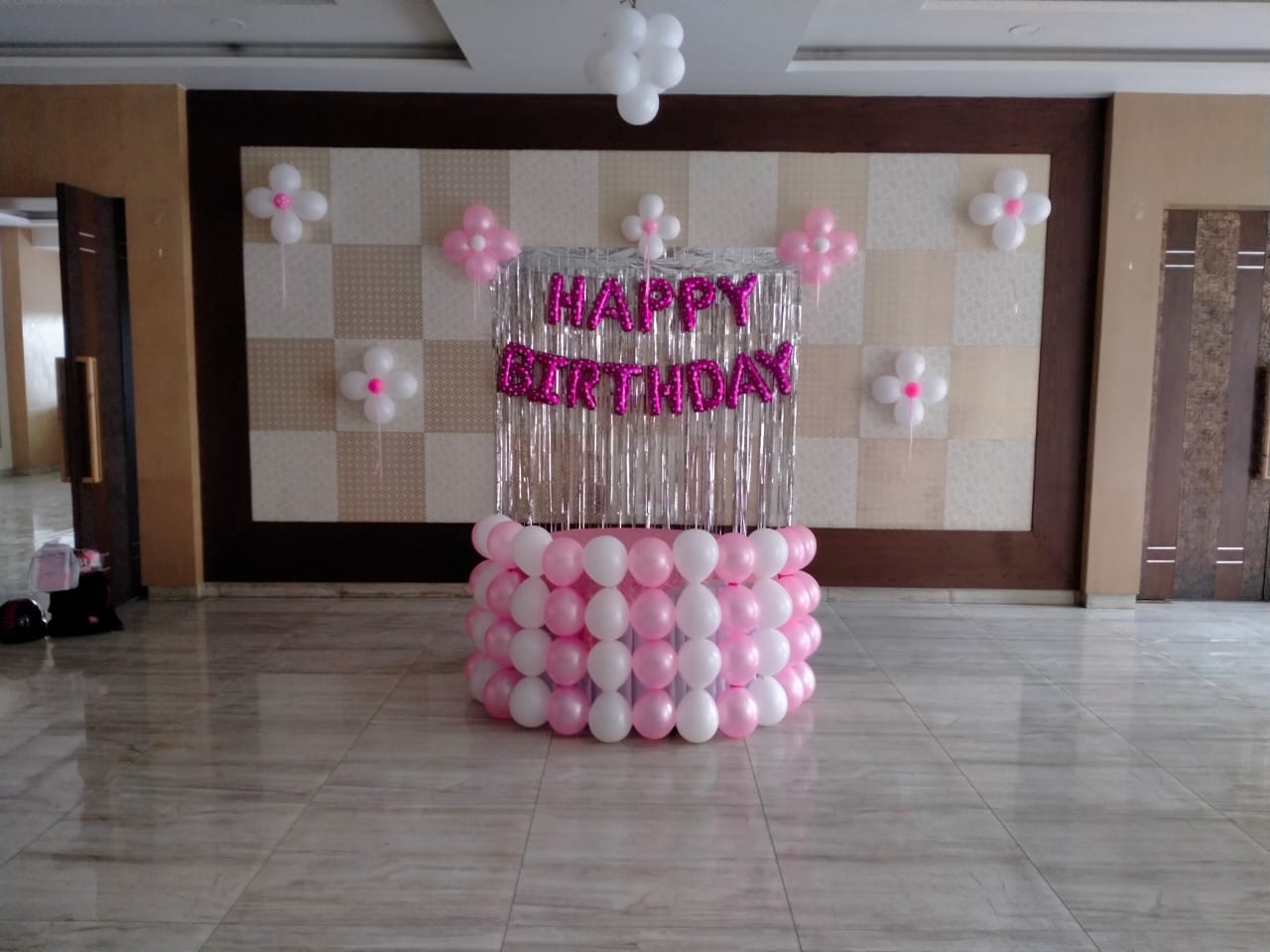 Pink & White Balloons Decoration For Girls