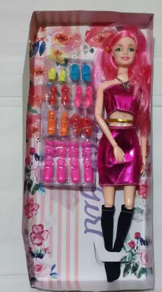 Foldable Pink doll with Accessories