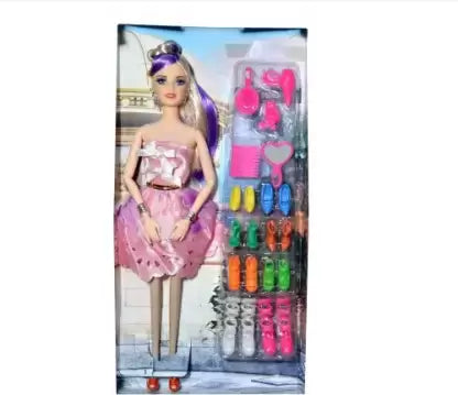 Pink & Purple Dress Doll