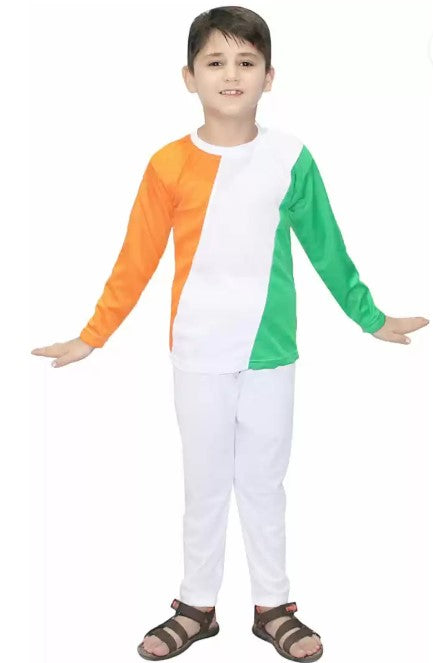 Patriotic Tricolor dress The three colors of the Indian flag stand for three different meanings. The saffron color stands for courage, the white color stands for peace and unity, and the green color stands for fertility and faith.