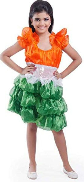 Fancy Dress Patriotic Tri Color Dress for Girls